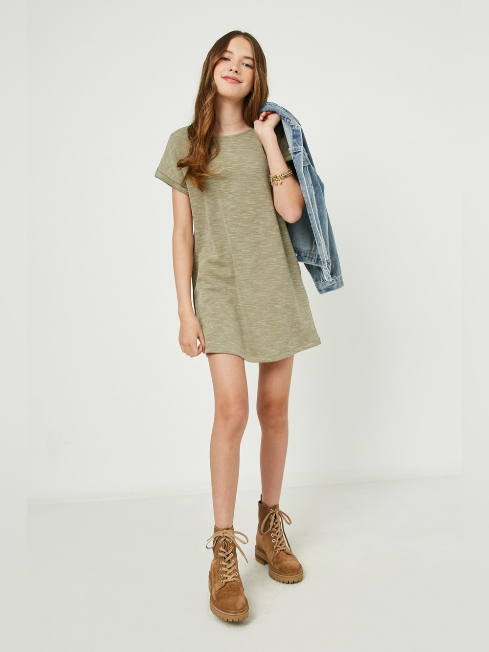 Hayden Girls Olive Short Sleeve T-Shirt Dress